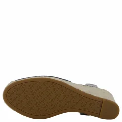 Lauren Ralph Lauren Pearle II Leather & Canvas Espadrille Black / Natural / Black Svart Clearance