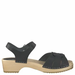 Swedish Hasbeens Peep Toe Low Black Beige och Grå Discount