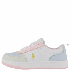 Ralph Lauren Junior Polo Court Ii C-white Tumbled/lt Pink/lt Blu Blå, Vit och Rosa Hot