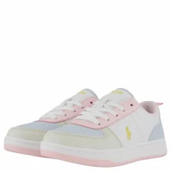 Ralph Lauren Junior Polo Court Ii C-white Tumbled/lt Pink/lt Blu Blå, Vit och Rosa Hot