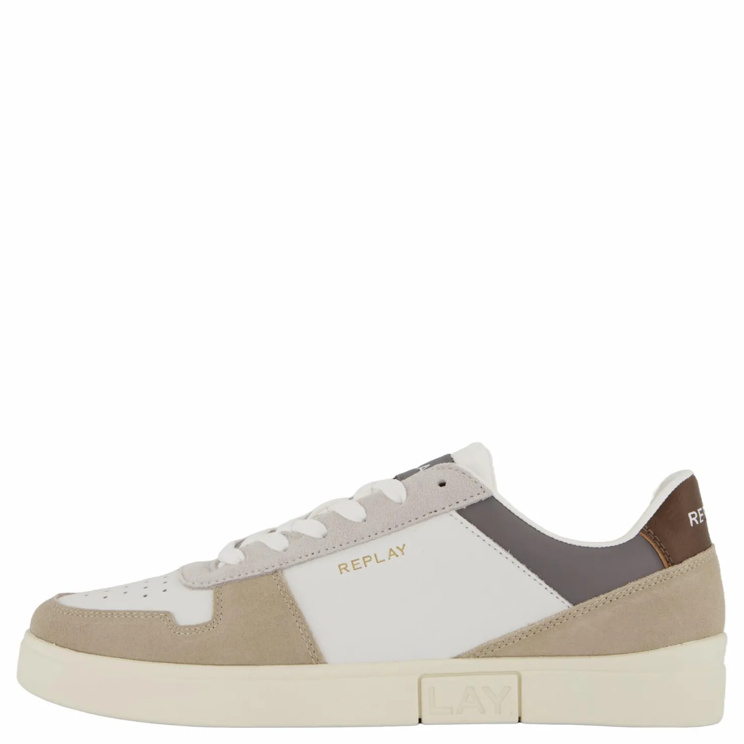 Replay Polys Court 3 Sneaker White Beige New