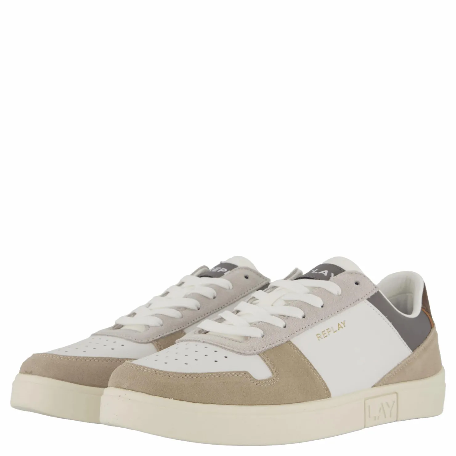 Replay Polys Court 3 Sneaker White Beige New