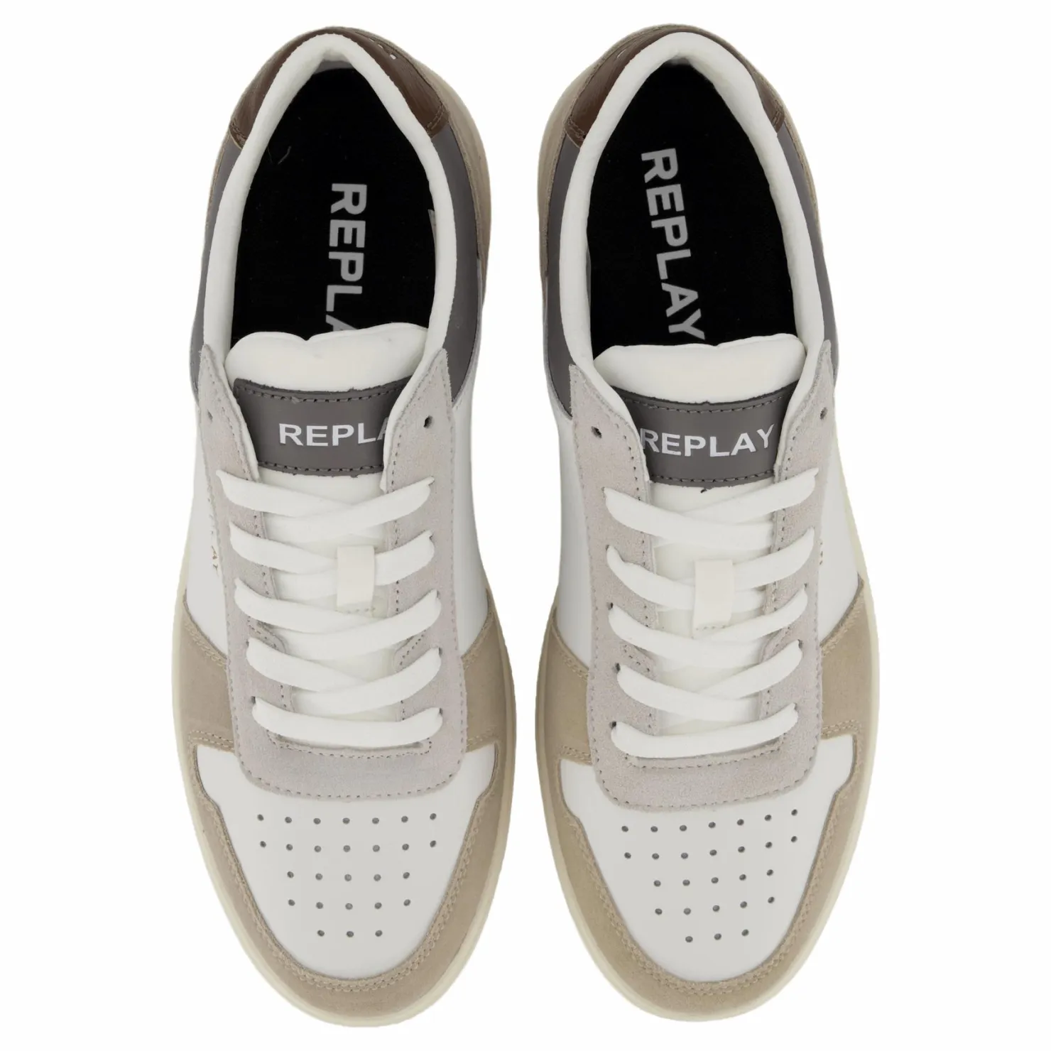 Replay Polys Court 3 Sneaker White Beige New