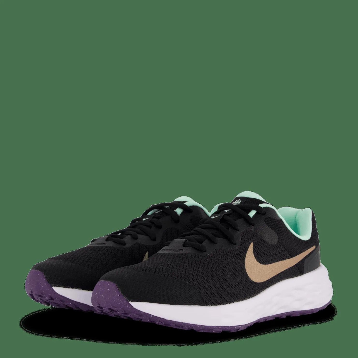 Nike Revolution 6 GS Big kids Black/mtlc Red Bronze-mint Foa Svart Online