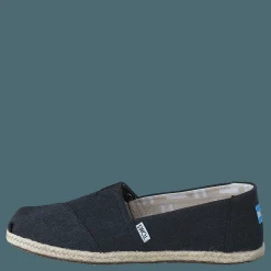 Toms Seasonal Classics Black Washed Canvas Rope Sole Grå Clearance