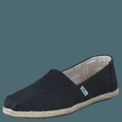 Toms Seasonal Classics Black Washed Canvas Rope Sole Grå Clearance