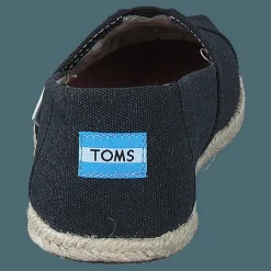 Toms Seasonal Classics Black Washed Canvas Rope Sole Grå Clearance