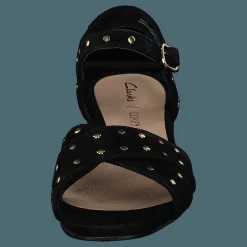 Clarks Sheer35 Strap Black Suede Studded Svart Clearance