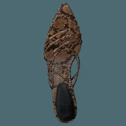 NA-KD Strappy Pointy Sandals Snake Brun Outlet