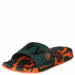 Superdry Aop Beach Slide Khaki/black/orange Svart Sale