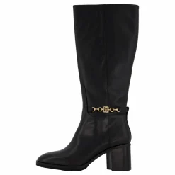 Tommy Hilfiger Th Chain Leather Long Boot Black Svart Best