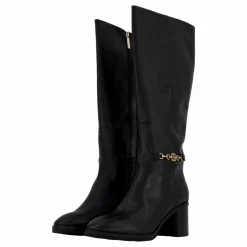Tommy Hilfiger Th Chain Leather Long Boot Black Svart Best