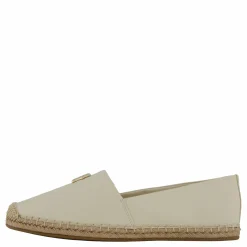 Tommy Hilfiger Th Logo Leather Espadrille Beige New