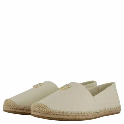 Tommy Hilfiger Th Logo Leather Espadrille Beige New