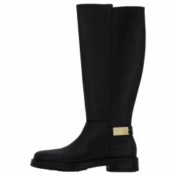 Tommy Hilfiger Th Logo Leather Long Boot Black Svart New
