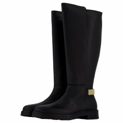 Tommy Hilfiger Th Logo Leather Long Boot Black Svart New