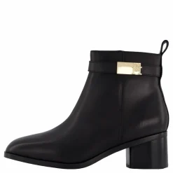 Tommy Hilfiger Th Logo Mid Heel Bootie Black Svart New