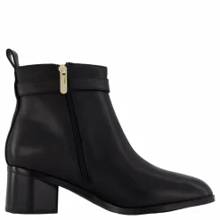 Tommy Hilfiger Th Logo Mid Heel Bootie Black Svart New