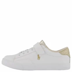 Ralph Lauren Junior Theron V Ps White Smooth Pu/gold Metallick Vit Outlet