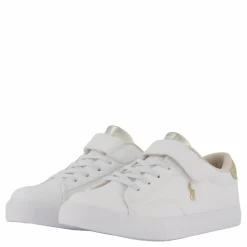 Ralph Lauren Junior Theron V Ps White Smooth Pu/gold Metallick Vit Outlet