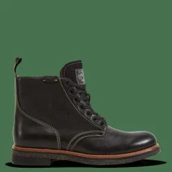 Polo Ralph Lauren Tumbled Leather Boot Black Svart Outlet