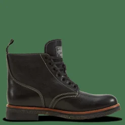 Polo Ralph Lauren Tumbled Leather Boot Black Svart Outlet