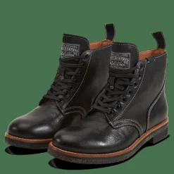 Polo Ralph Lauren Tumbled Leather Boot Black Svart Outlet