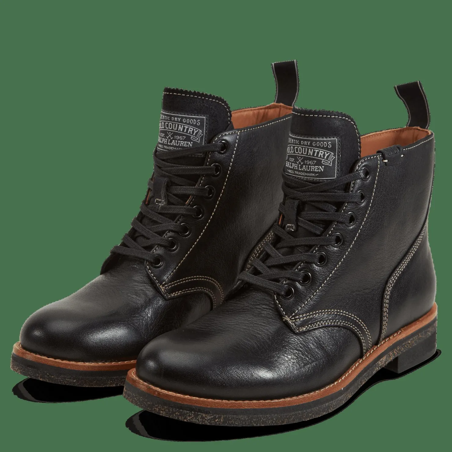 Polo Ralph Lauren Tumbled Leather Boot Black Svart Outlet