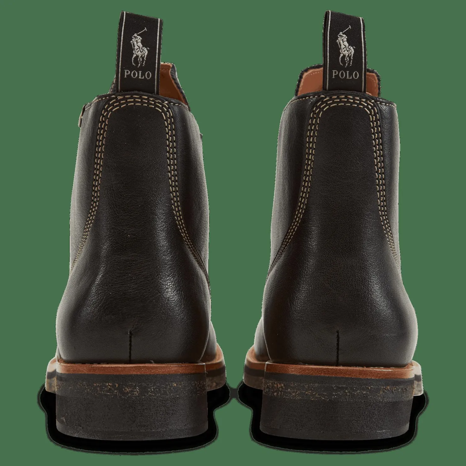 Polo Ralph Lauren Tumbled Leather Boot Black Svart Outlet