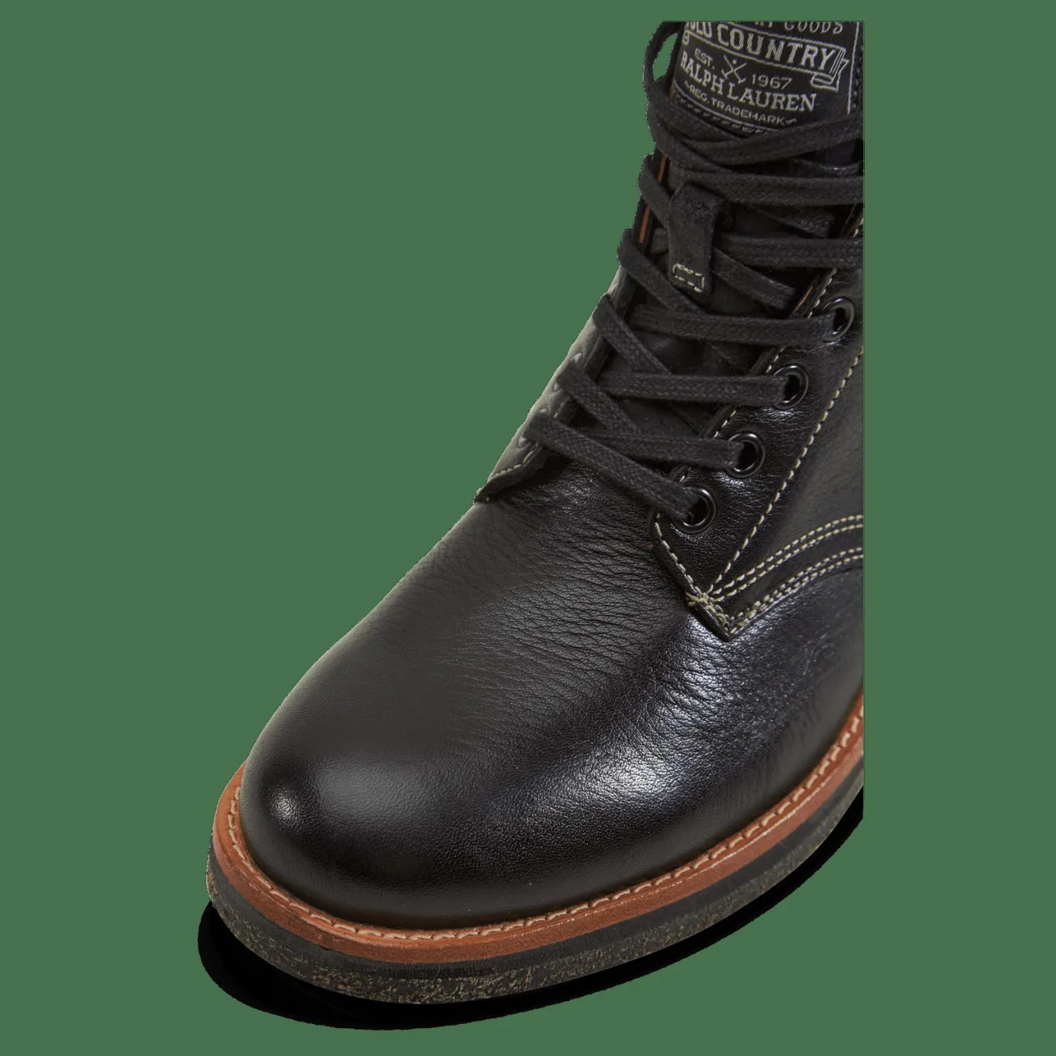 Polo Ralph Lauren Tumbled Leather Boot Black Svart Outlet