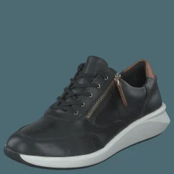Clarks Un Rio Zip Black Leather Svart Best