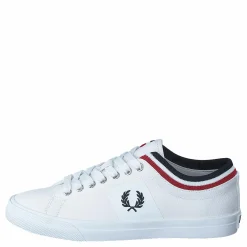 Fred Perry Underspin Tipped Cuff Twill White/navy Vit Outlet
