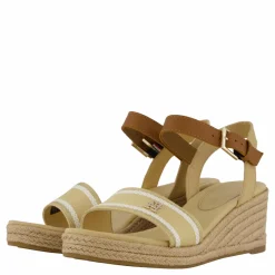 Tommy Hilfiger Webbing Wedge Sandal Beige New