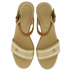 Tommy Hilfiger Webbing Wedge Sandal Beige New