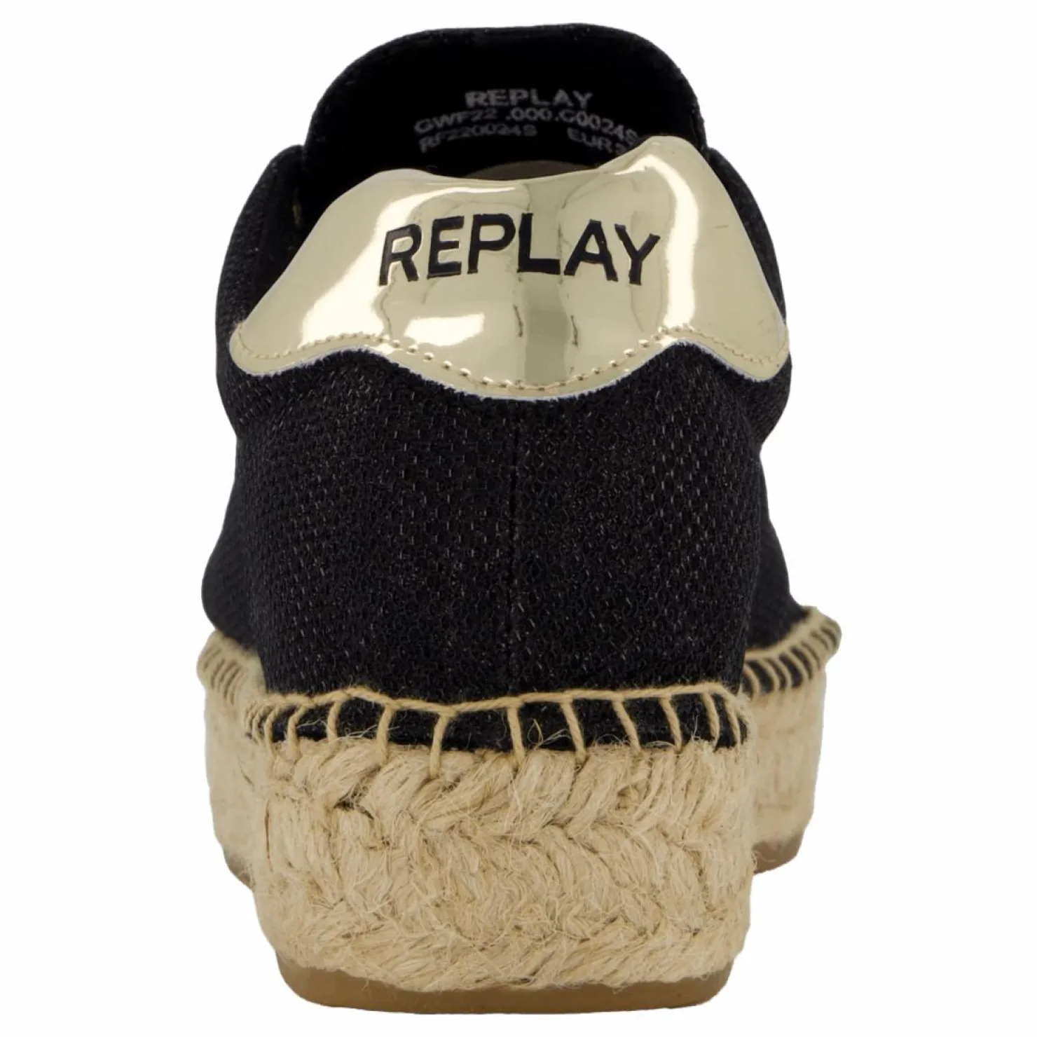 Replay Winn Espadrille Black Svart och Metallisk Sale