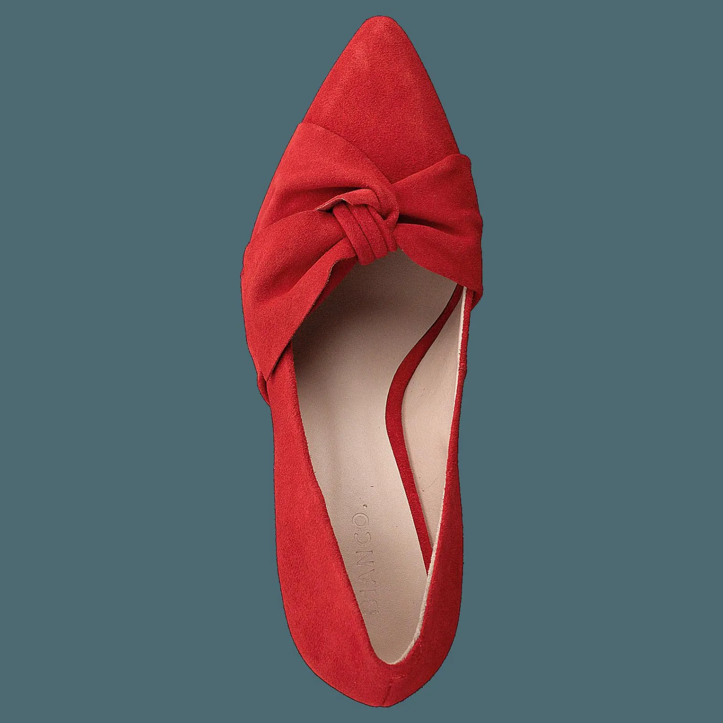 Bianco Zita Suede Bow Pump 441 - Red 1 Röd New